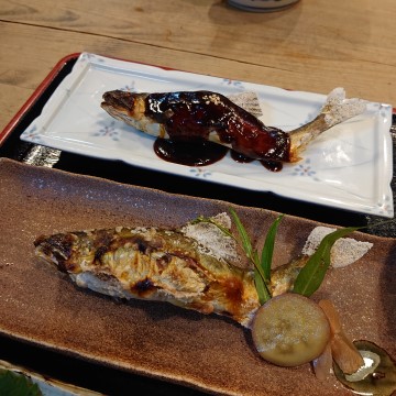 鮎塩焼きと田楽